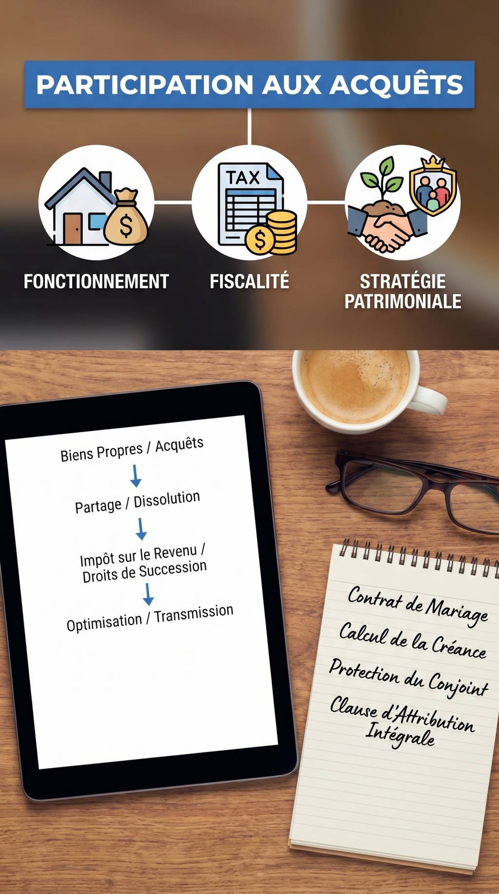 Participation au acquet : fonctionnement, fiscalité et stratégie patrimoniale